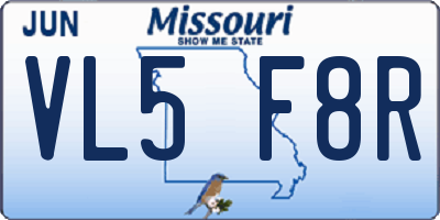 MO license plate VL5F8R