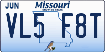 MO license plate VL5F8T