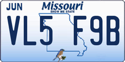 MO license plate VL5F9B