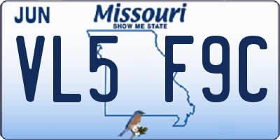 MO license plate VL5F9C