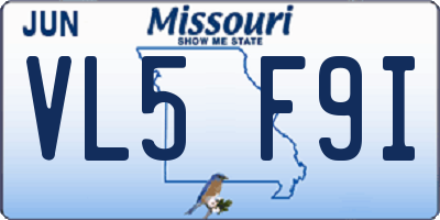 MO license plate VL5F9I