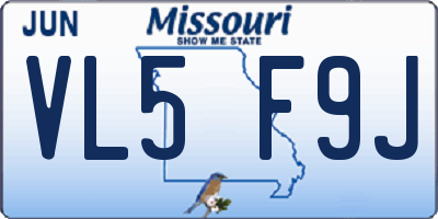 MO license plate VL5F9J