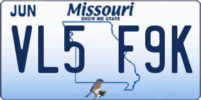MO license plate VL5F9K