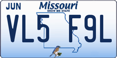MO license plate VL5F9L