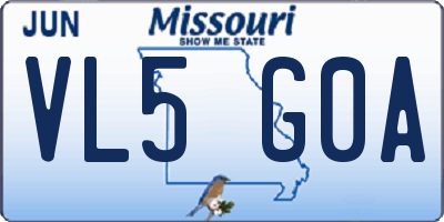 MO license plate VL5G0A