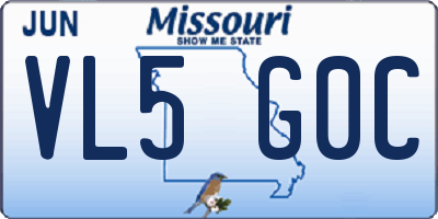 MO license plate VL5G0C