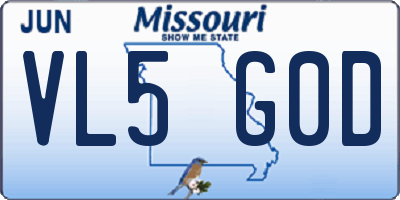 MO license plate VL5G0D
