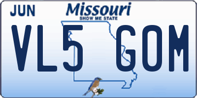 MO license plate VL5G0M