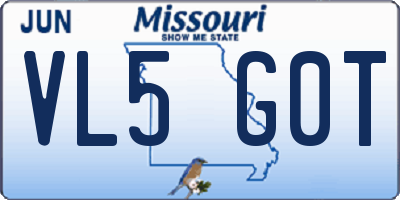 MO license plate VL5G0T