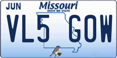 MO license plate VL5G0W