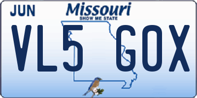 MO license plate VL5G0X