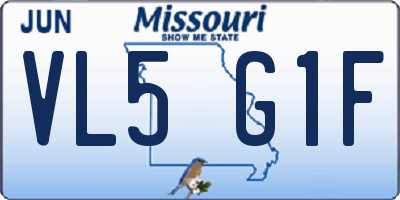MO license plate VL5G1F