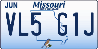 MO license plate VL5G1J