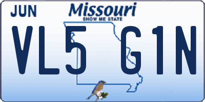 MO license plate VL5G1N