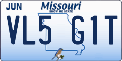 MO license plate VL5G1T