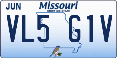 MO license plate VL5G1V