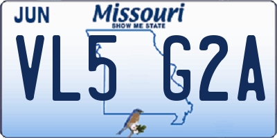 MO license plate VL5G2A