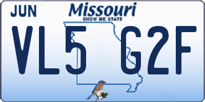 MO license plate VL5G2F