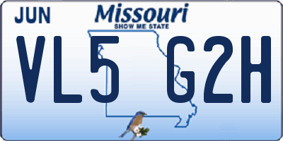 MO license plate VL5G2H