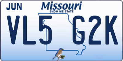 MO license plate VL5G2K
