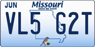 MO license plate VL5G2T