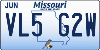 MO license plate VL5G2W