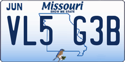 MO license plate VL5G3B