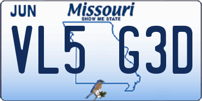 MO license plate VL5G3D