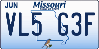 MO license plate VL5G3F