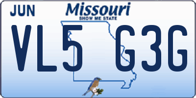 MO license plate VL5G3G