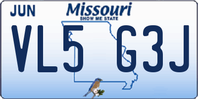 MO license plate VL5G3J