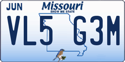 MO license plate VL5G3M