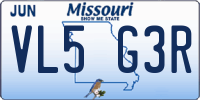 MO license plate VL5G3R