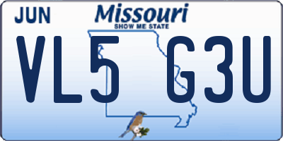 MO license plate VL5G3U