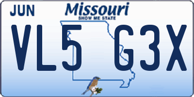 MO license plate VL5G3X
