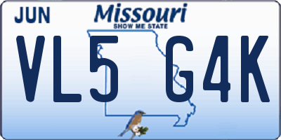 MO license plate VL5G4K