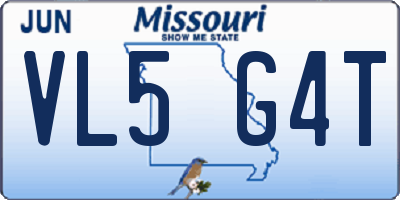 MO license plate VL5G4T