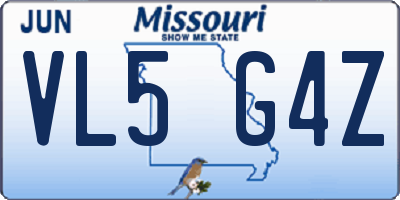 MO license plate VL5G4Z