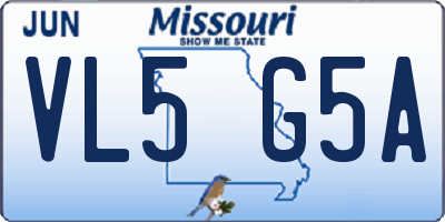MO license plate VL5G5A