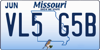 MO license plate VL5G5B