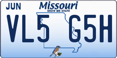 MO license plate VL5G5H