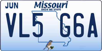 MO license plate VL5G6A