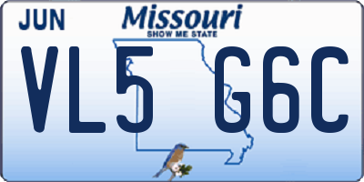 MO license plate VL5G6C