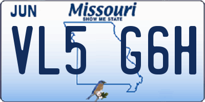 MO license plate VL5G6H