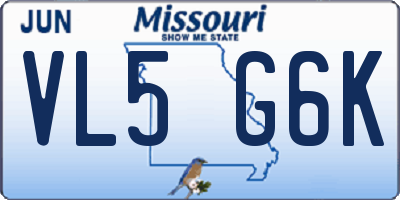MO license plate VL5G6K