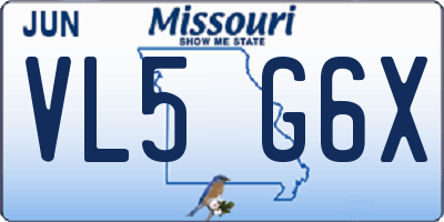 MO license plate VL5G6X