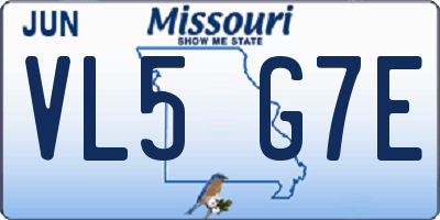 MO license plate VL5G7E