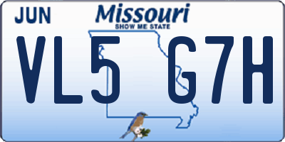 MO license plate VL5G7H