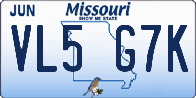 MO license plate VL5G7K