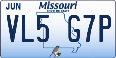 MO license plate VL5G7P